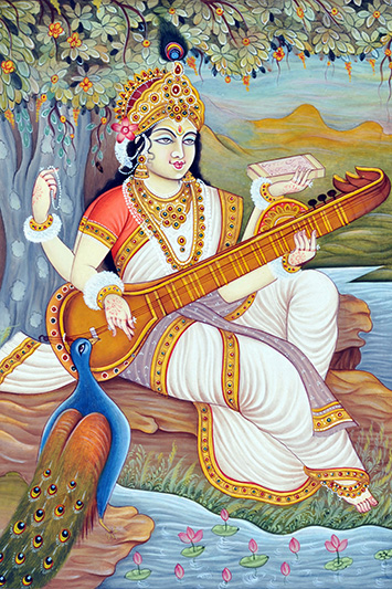 Goddess Saraswati miniature painting