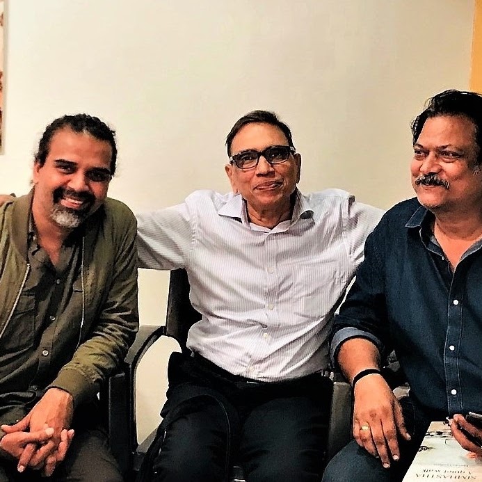 Jain Kamal and Upendra Upadhyay with Jagdish Agarwal at Jehangir Art Gallery at Kala Ghoda.